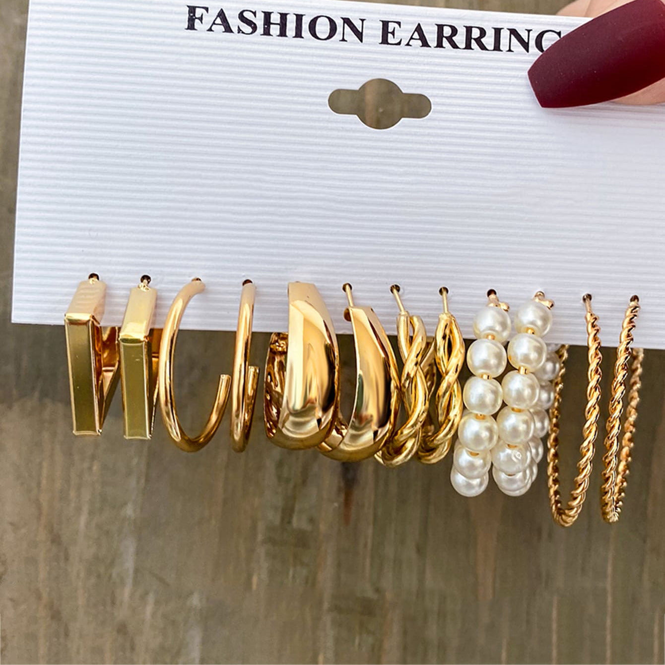 Twist Metal Earring Set (6 Pairs)