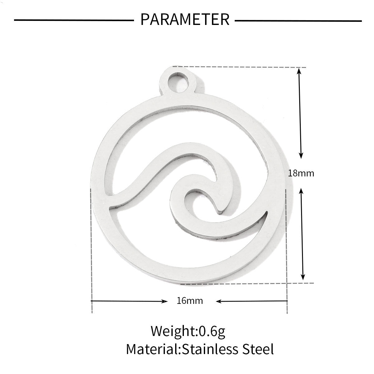 20 pcs/pack, cactus wave flower titanium steel pendant.