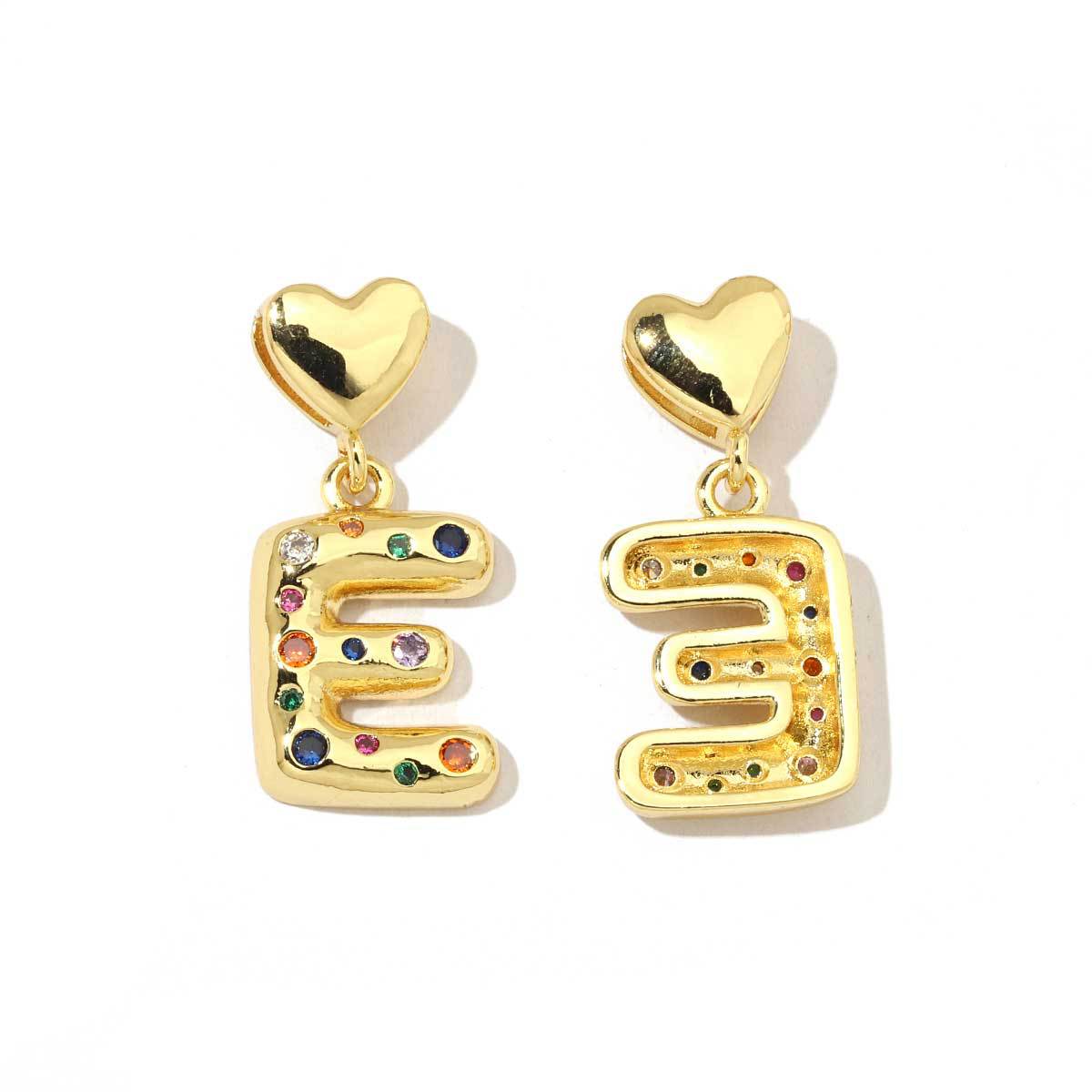 18K real gold copper zircon love letter necklace pendant.