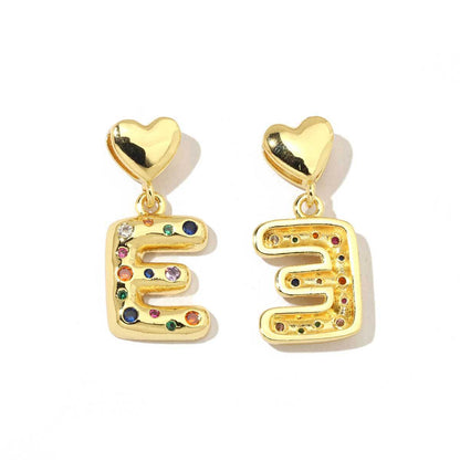 18K real gold copper zircon love letter necklace pendant.