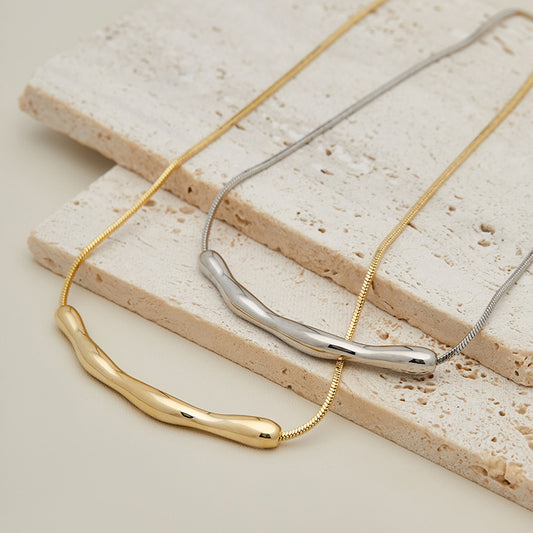 Women's Titanium Steel Irregular Fold Chain Necklace