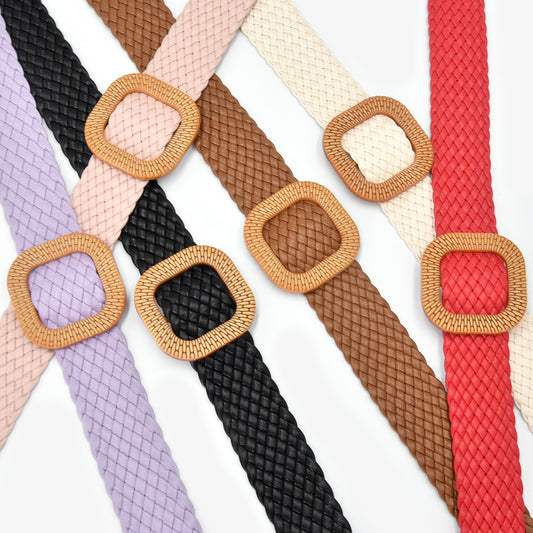 Color braided belt leather