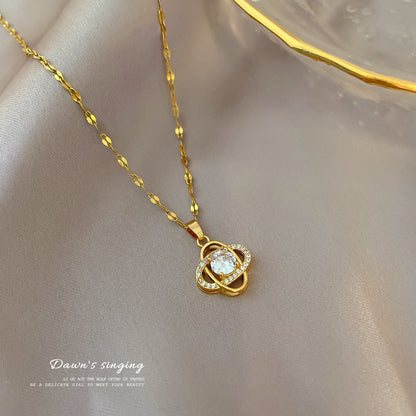 Four-leaf clover diamond necklace