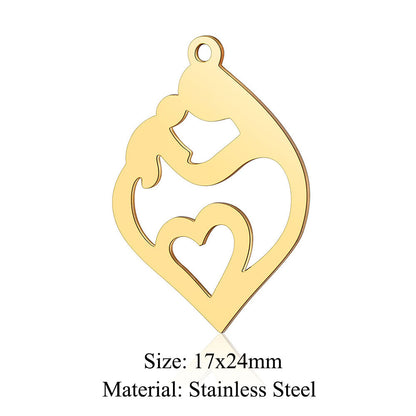 5 pcs/pack, love electrocardiogram, titanium steel pendant, peach heart DIY.