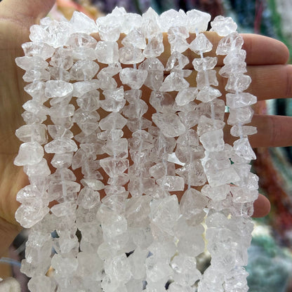10-12MM natural stone crystal straight hole raw stone loose beads