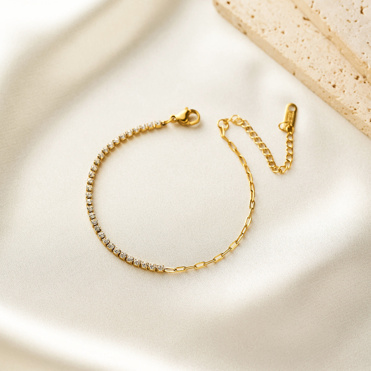 18K Gold Plated Zircon Cross Bracelet