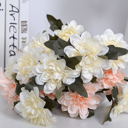 Simulation flower 3 heads dahlia silk flower fake flower peony flower