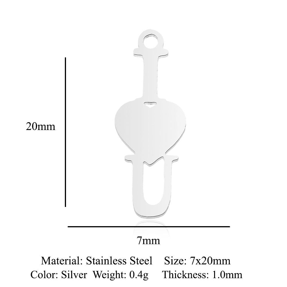 Paquete de 5 unidades, colgante de acero de titanio con diamantes de amor, colgante de huella digital. 