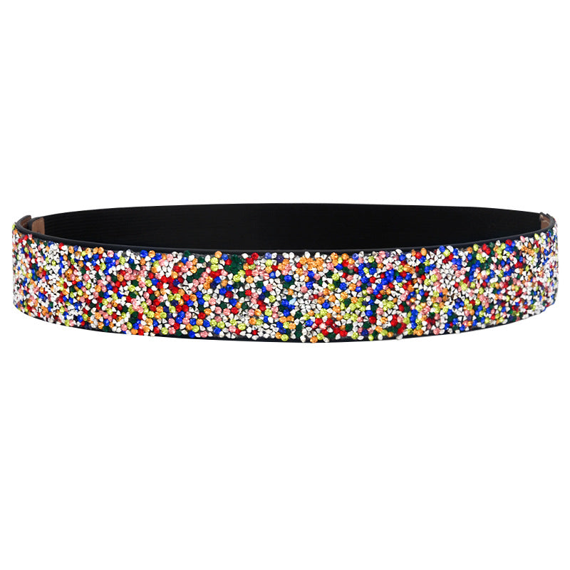Handmade rhinestone inlaid elastic waist seal