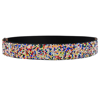 Handmade rhinestone inlaid elastic waist seal