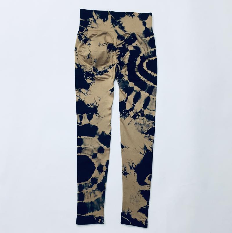 Pantalones de yoga teñidos anudados de cintura alta con trasero color melocotón sin costuras 