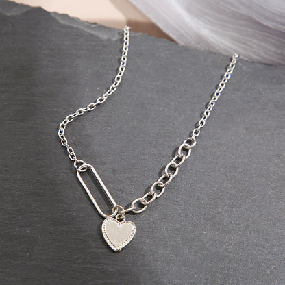 Silver Heart Asymmetric Necklace