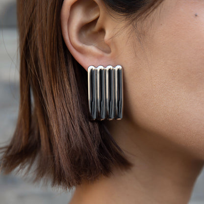 Triple Ribbed Cuff Bracelet Earrings