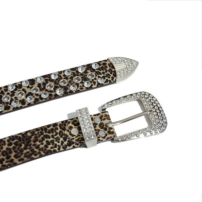 Rhinestone inlaid perforated belt