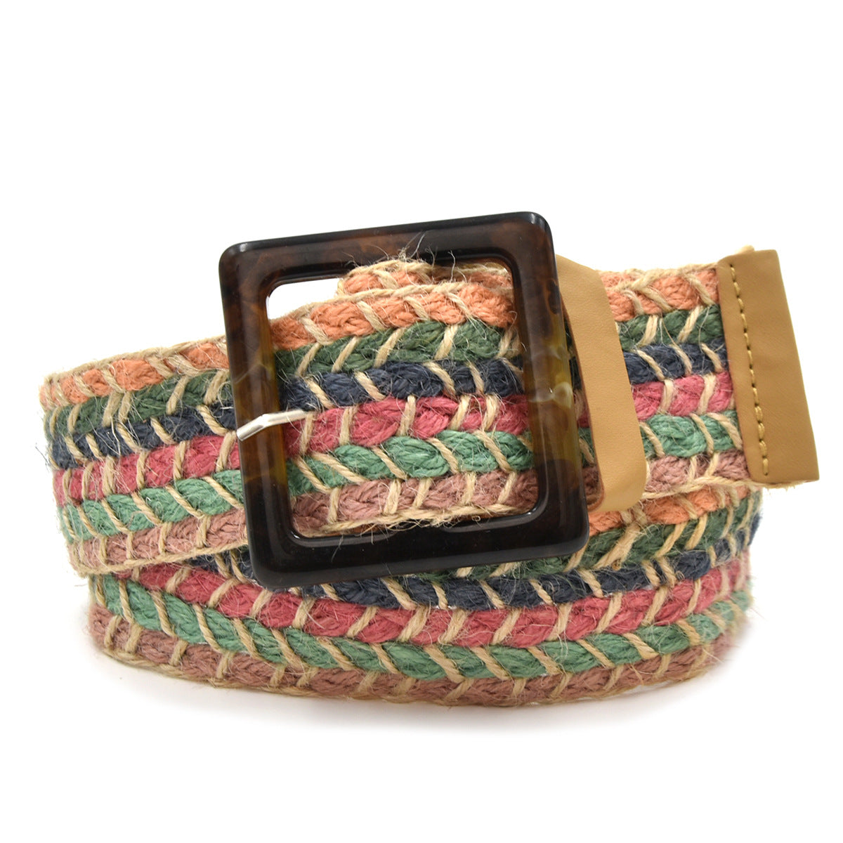 Colored wool woven belt