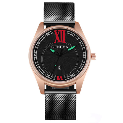 Quartz watch fashion mesh belt watch men