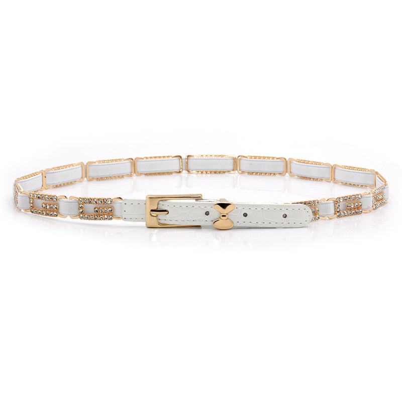 Fashion rhinestone red and black thin belt