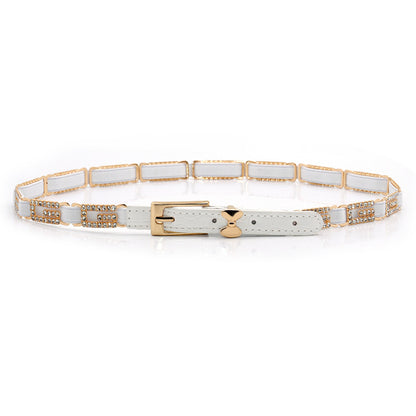 Fashion rhinestone red and black thin belt