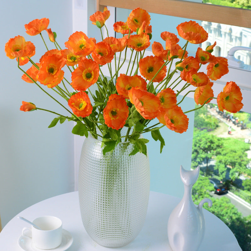 4 artificial poppy flowers