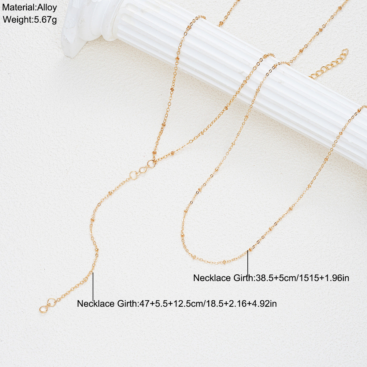 Double-Layer Zircon Y-Shape Necklace Set