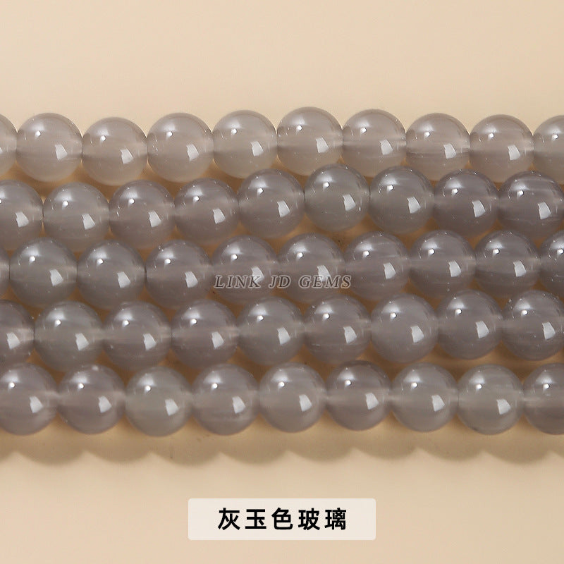 Color porcelain glass beads imitation jade round beads loose beads