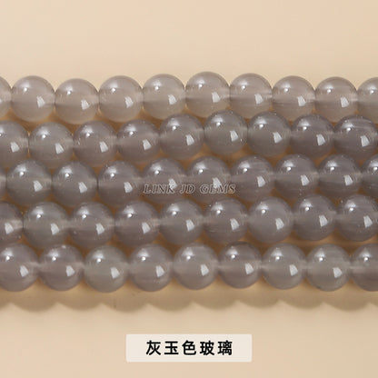 Color porcelain glass beads imitation jade round beads loose beads