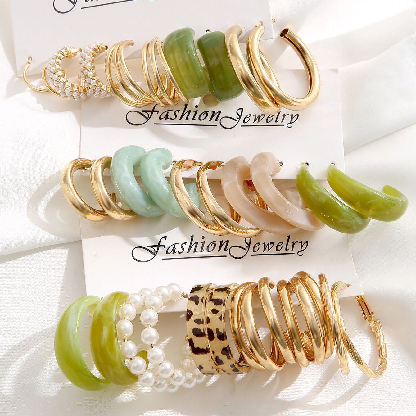 Metal & Acrylic Earring Set