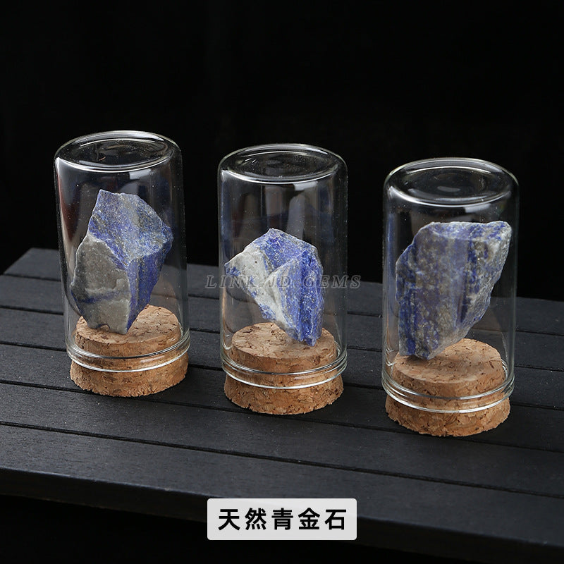 Botella de los deseos con muestra de mineral de roca de cristal 