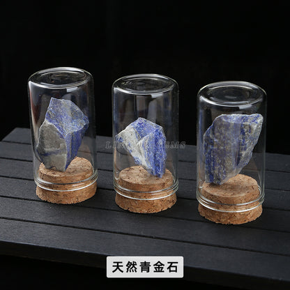 Botella de los deseos con muestra de mineral de roca de cristal 