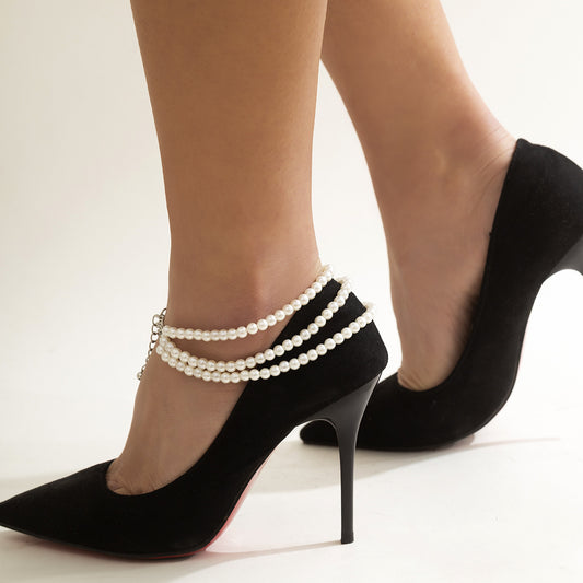 Sequined tassel ethnic style anklet