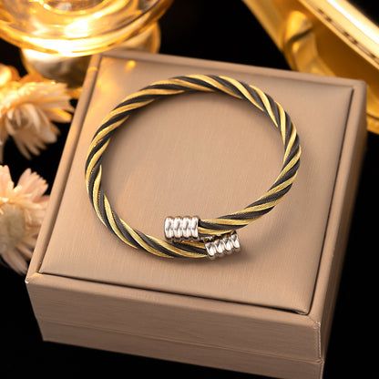 Steel cable mixed color elastic bracelet