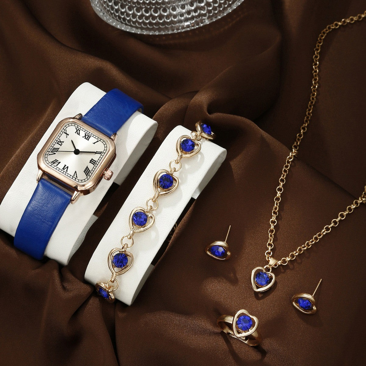 Square Watch Dial Belt Women's Jewelry Set
