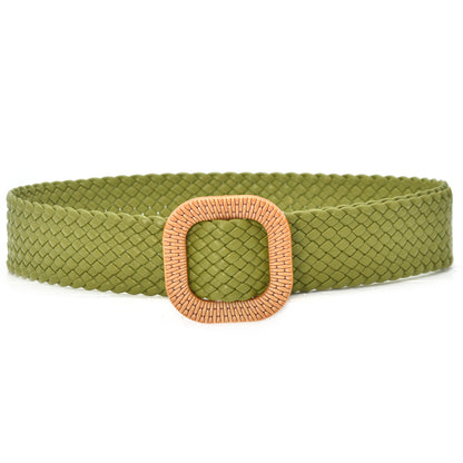 Colorful Round Buckle Belt Versatile Braided