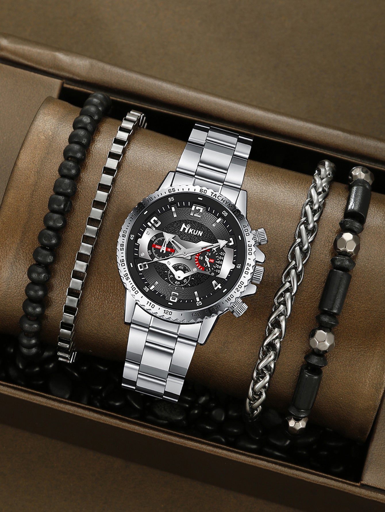 Men's Watch Punk Woven Bracelet Set
