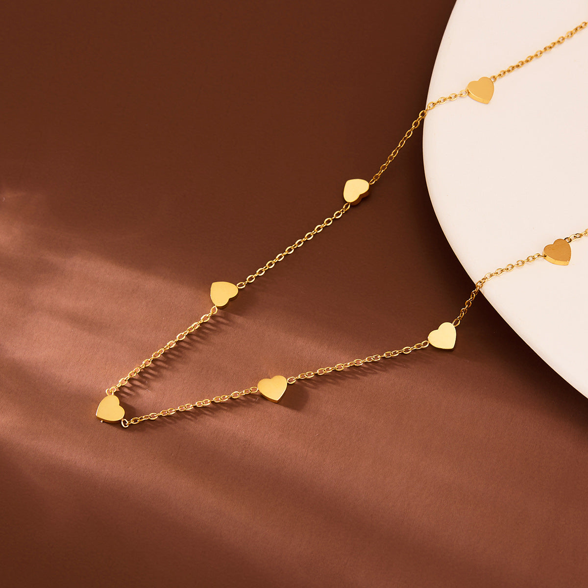 18K Gold Small Heart Necklace — Non-Fading Collarbone Chain