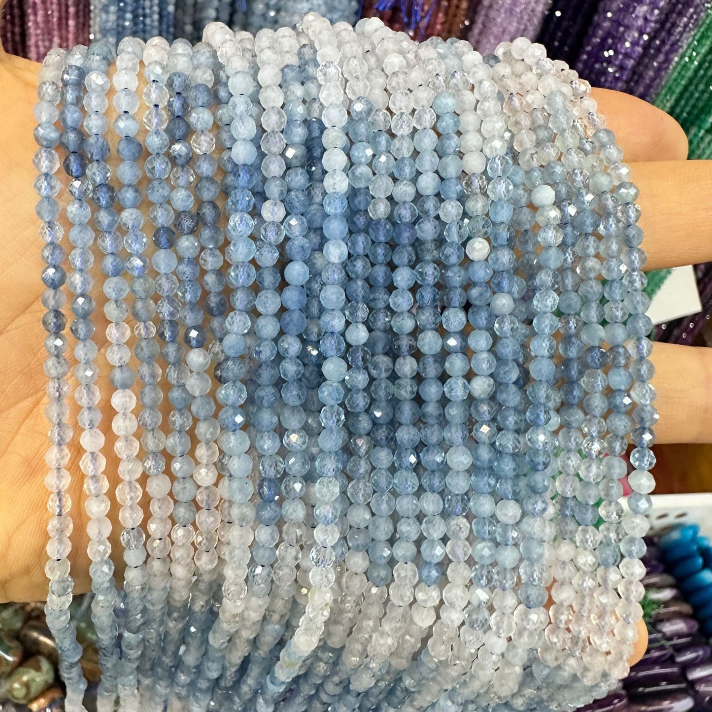 Gradient faceted beads natural stone faceted beads round beads