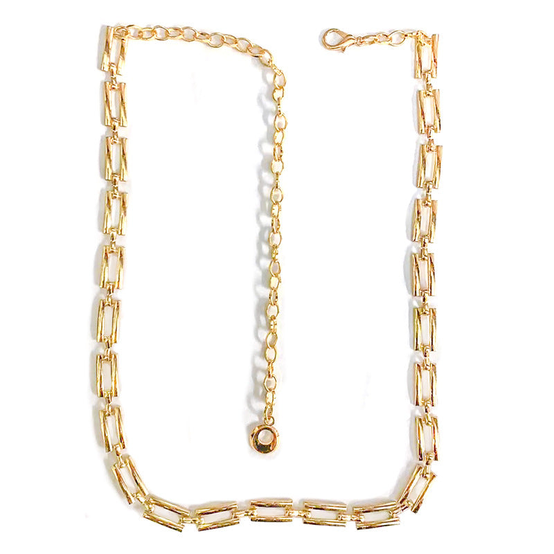 Carved geometric retro waist chain