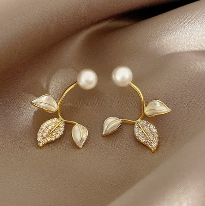 Pendientes de hojas de perla para mujer 