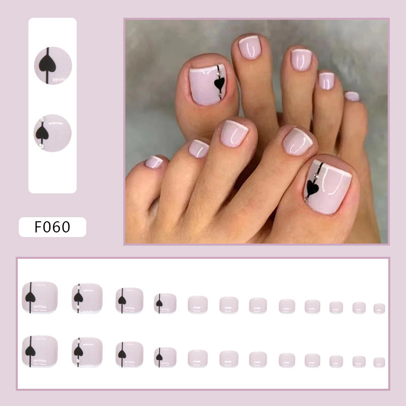 French Diamond Glitter Toe Nails