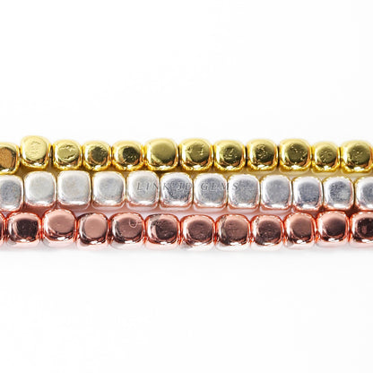 2/3/4 mm electroplated black gallstone rounded square loose beads