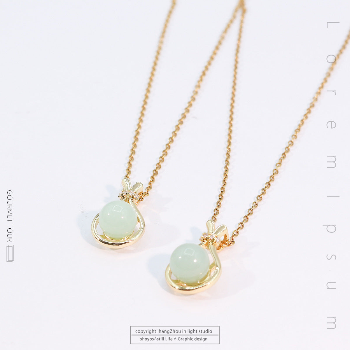 Women's Titanium Steel Collarbone Necklace with Imitation Hetian Jade Lucky Bag