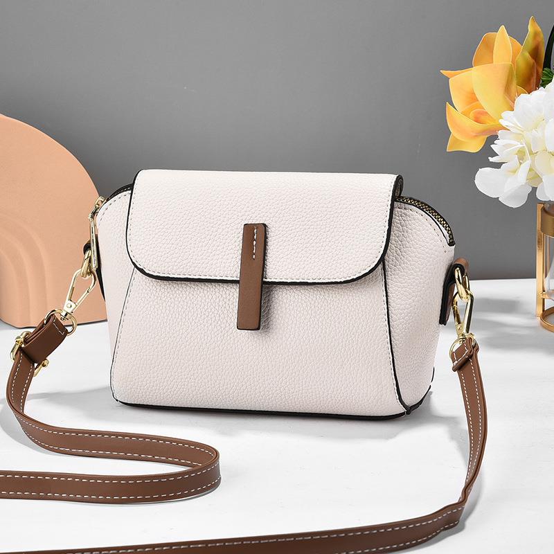 Double-layer solid color buckle shell bag