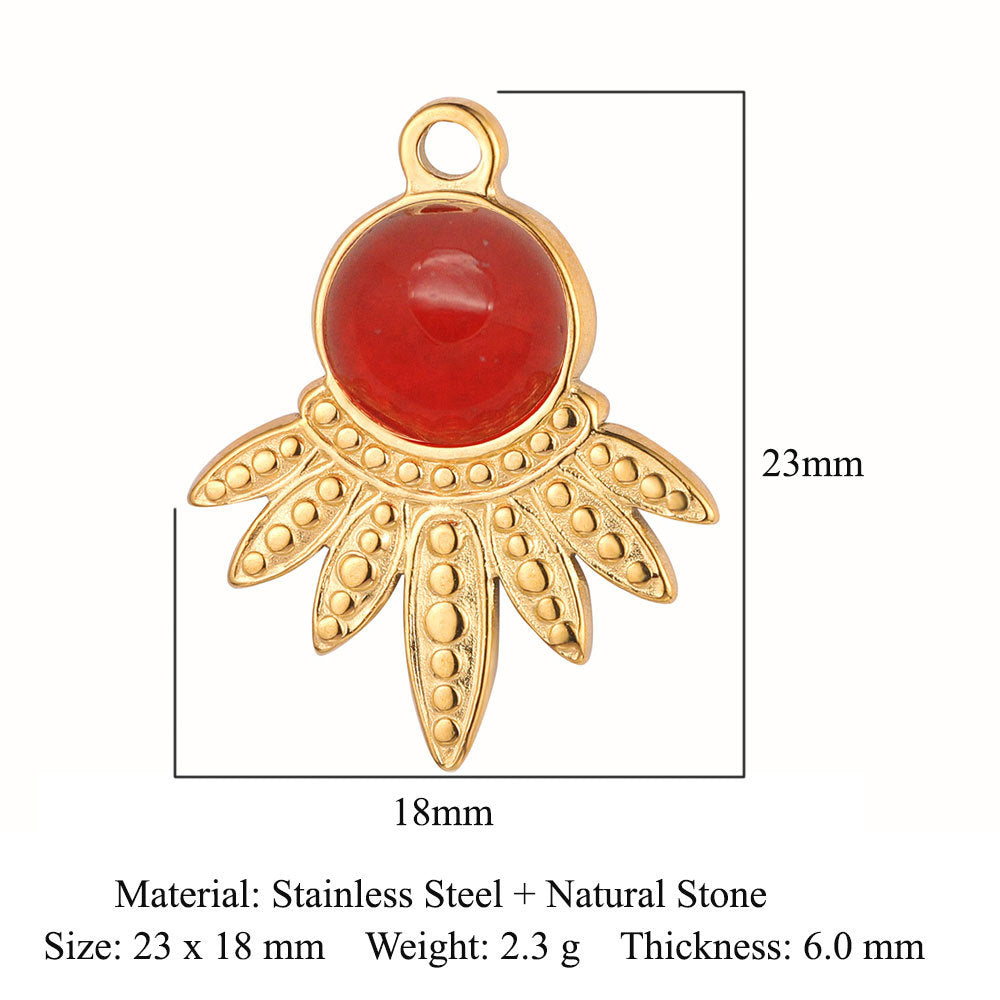 Sun ruby turquoise stainless steel pendant