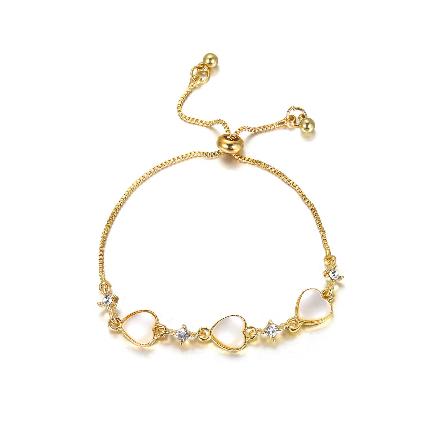 Opal Heart Adjustable Bracelet