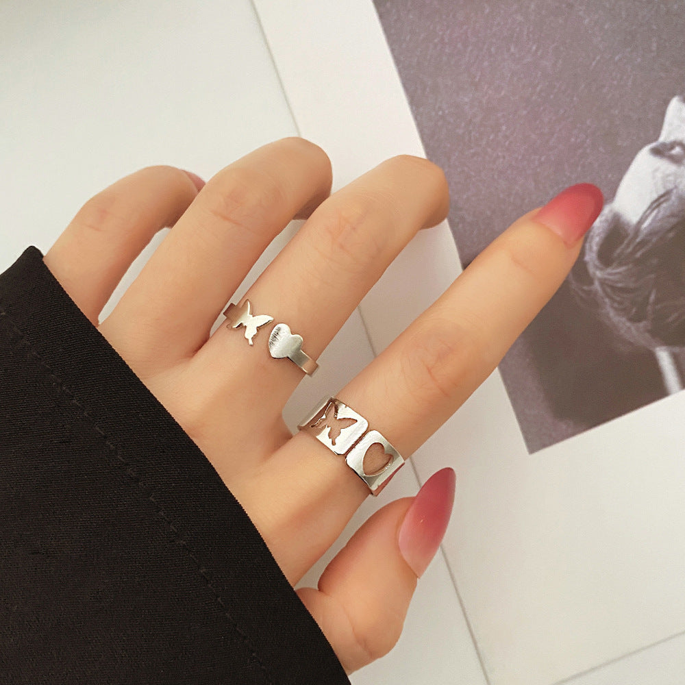 Open Hollow Butterfly Love Ring