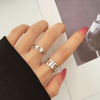 Open Hollow Butterfly Love Ring