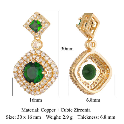 Copper zircon pendant water drop oval square