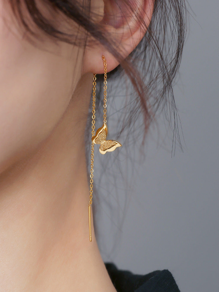 Matte Butterfly Titanium-Steel Earrings — 18K Gold Plated, Hypoallergenic Sleep-Friendly