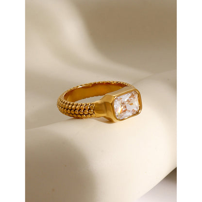 Textured rectangular zirconia ring