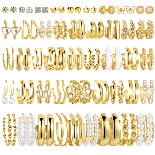 Love Imitation Pearl C-Hoop Earring Set (45-Piece)